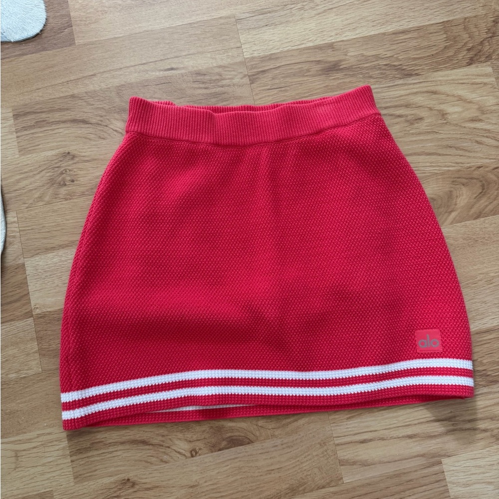 ALO Yoga Tennis Club Sweater Knit Skirt in Candy Red Size XXS NWOT